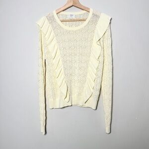 Aritzia Wilfred Bernelle Ruffle Ivory Sweater Sz L